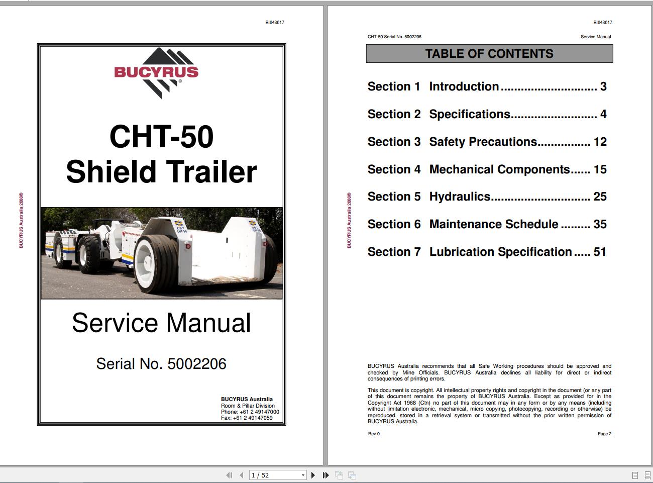 CAT Roof Support Carrier SH150 CHT 50 Shield Trailer 5002206 Service Manual BI643617 2008 1