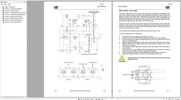 CAT Roof Support Carrier SH640 D 5004086 552666 Service Manual BI014520 2013 3