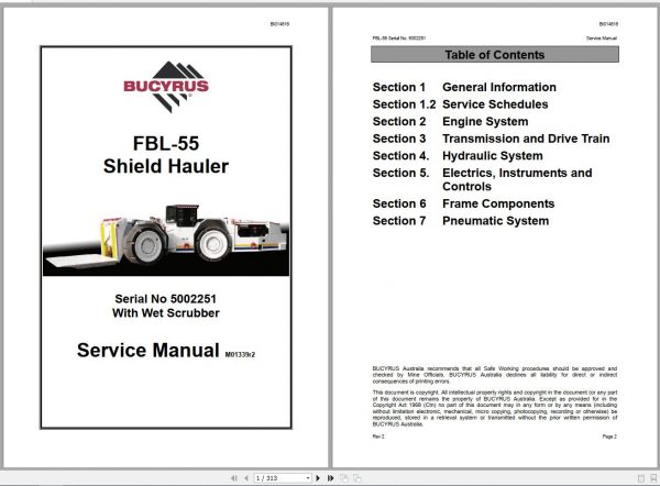 CAT Roof Support Carrier SH660 SH640 D FBL 55 5002251 Service Manual BI014616 2009 1