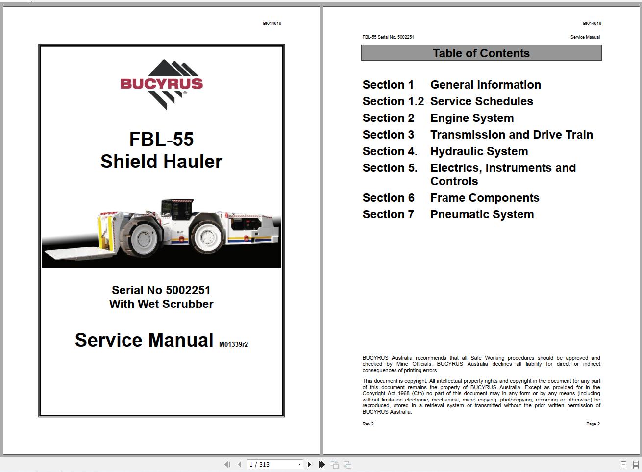 CAT Roof Support Carrier SH660 SH640 D FBL 55 5002251 Service Manual BI014616 2009 1