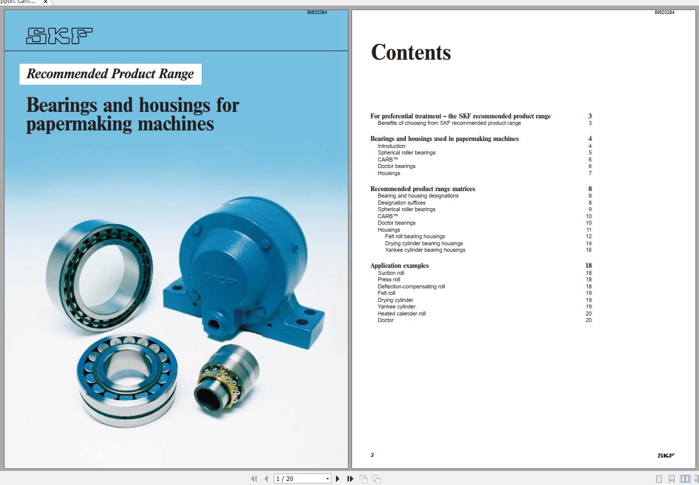 CAT Roof Support Carrier SKF Bearings Housings for Papermaking Machines VC0116 Service Manual BI620284 1