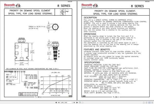 CAT Roof Support Rexroth Pacific Marketed Range Catalogue Flow Controls VC0130 Service Manual BI620298 2