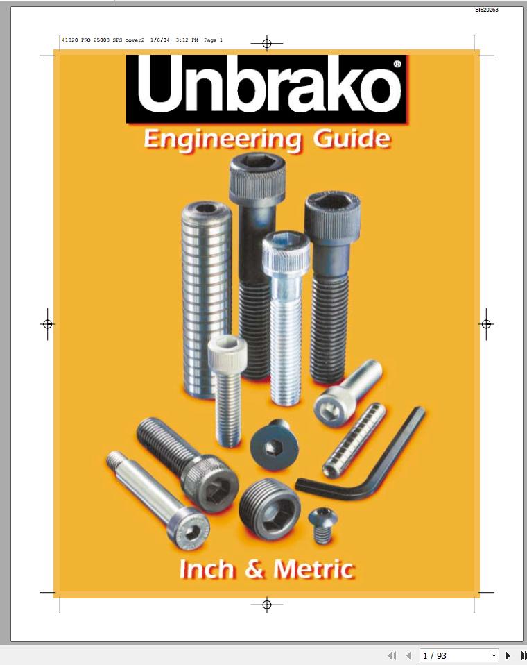 CAT Roof Support Unbrako Engineering Guide Inch Metric VC0095 Service Manual BI620263 1