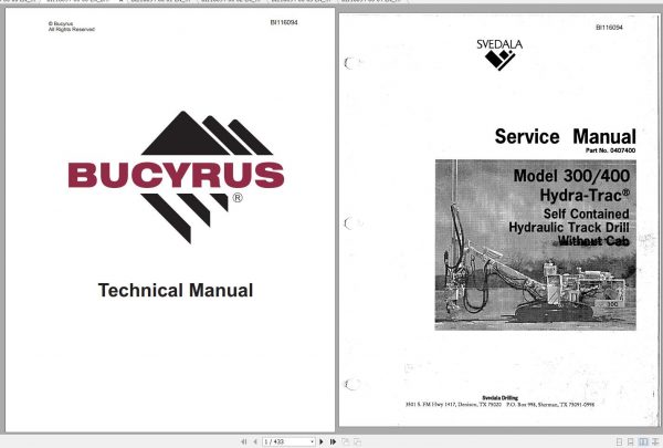 CAT Rotary Track Drills 300 400 Hydra Trac 0407400 Service Manual BI116094 2007 1