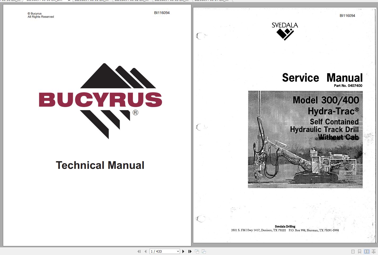 CAT Rotary Track Drills 300 400 Hydra Trac 0407400 Service Manual BI116094 2007 1