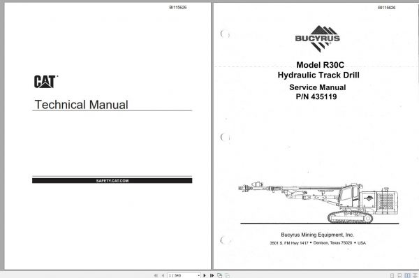 CAT Rotary Track Drills MD5075 R30C 435119 Service Manual BI115626 2010 1 1