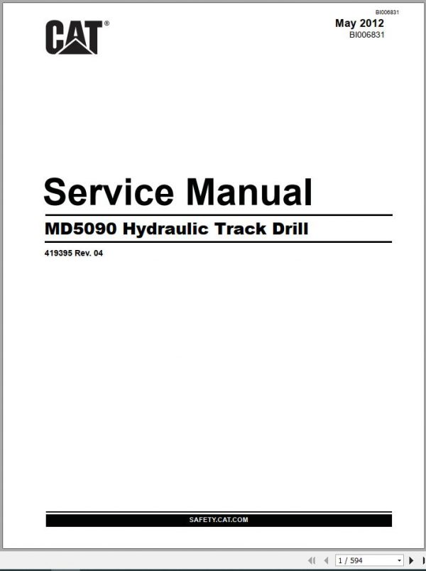 CAT Rotary Track Drills MD5090 345C 419395 Service Manual BI006831 2012 1 1