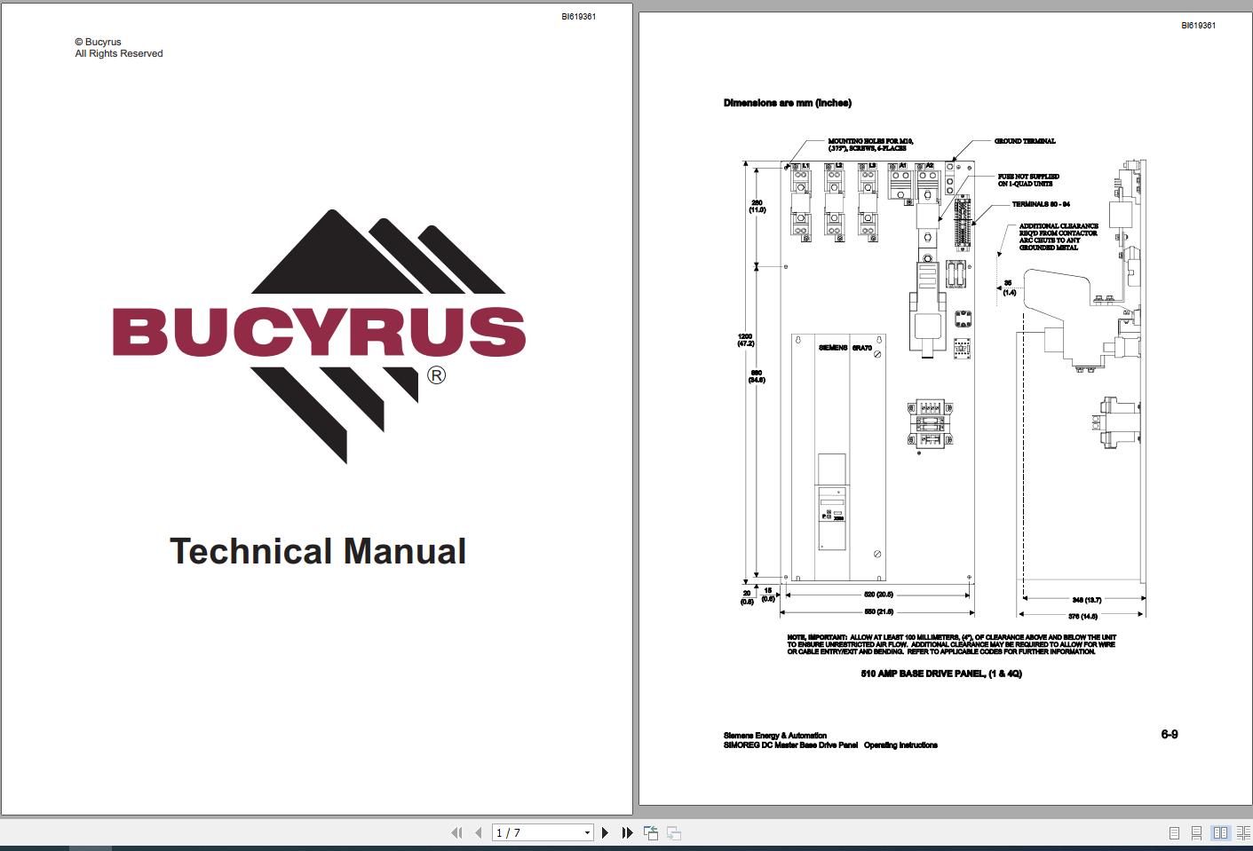 CAT Rotary Track Drills MD6640 141307 SIMOREG DC Master Base Drive Panel Service Manual BI619361 1