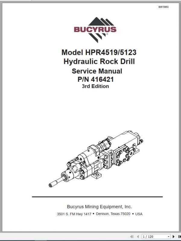 CAT Rotary Track Drills MD6640 HPR4519 5123 Hydraulic Rock Drill Service Manual BI615853 1