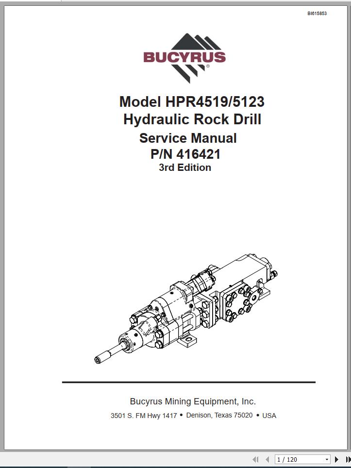 CAT Rotary Track Drills MD6640 HPR4519 5123 Hydraulic Rock Drill Service Manual BI615853 1