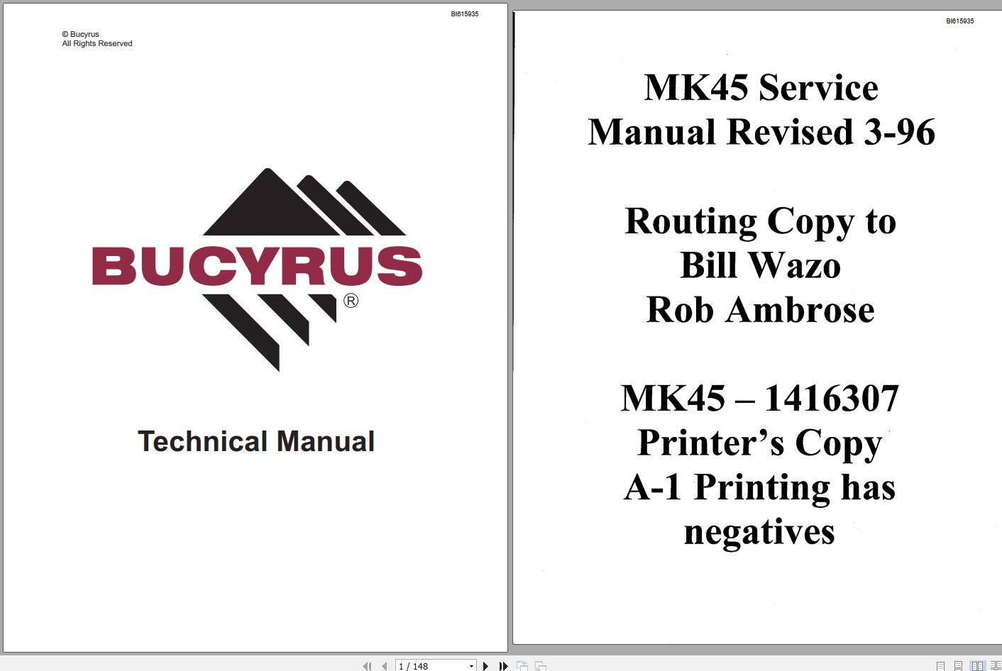 CAT Rotary Track Drills MK45HD 1416307 Service Manual BI615935 1