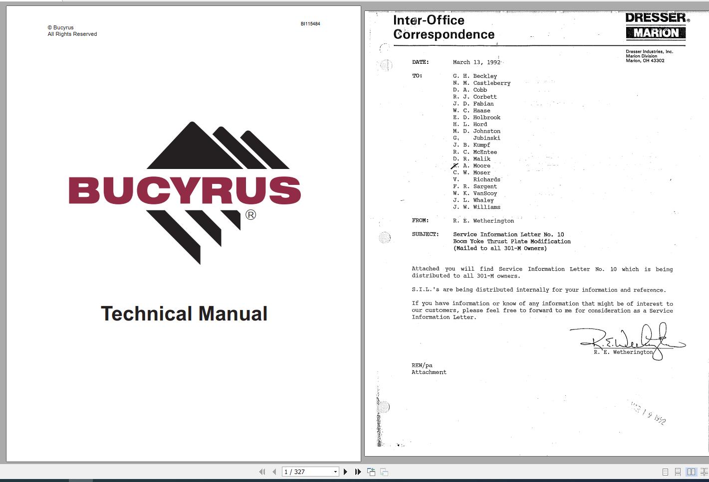 CAT Rotary Track Drills Marion Product Improvement Letters Service Manual BI115484 1992 1