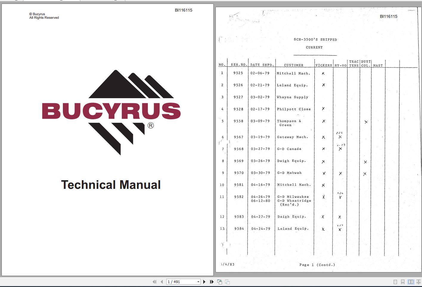 CAT Rotary Track Drills SCH3500A 9525 8335010 Service Manual BI116115 1