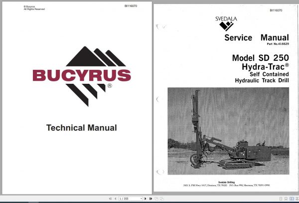 CAT Rotary Track Drills SD250 Hydro Trac Self Contained 416629 Service Manual BI116070 1