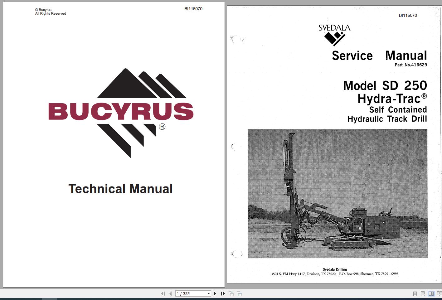CAT Rotary Track Drills SD250 Hydro Trac Self Contained 416629 Service Manual BI116070 1