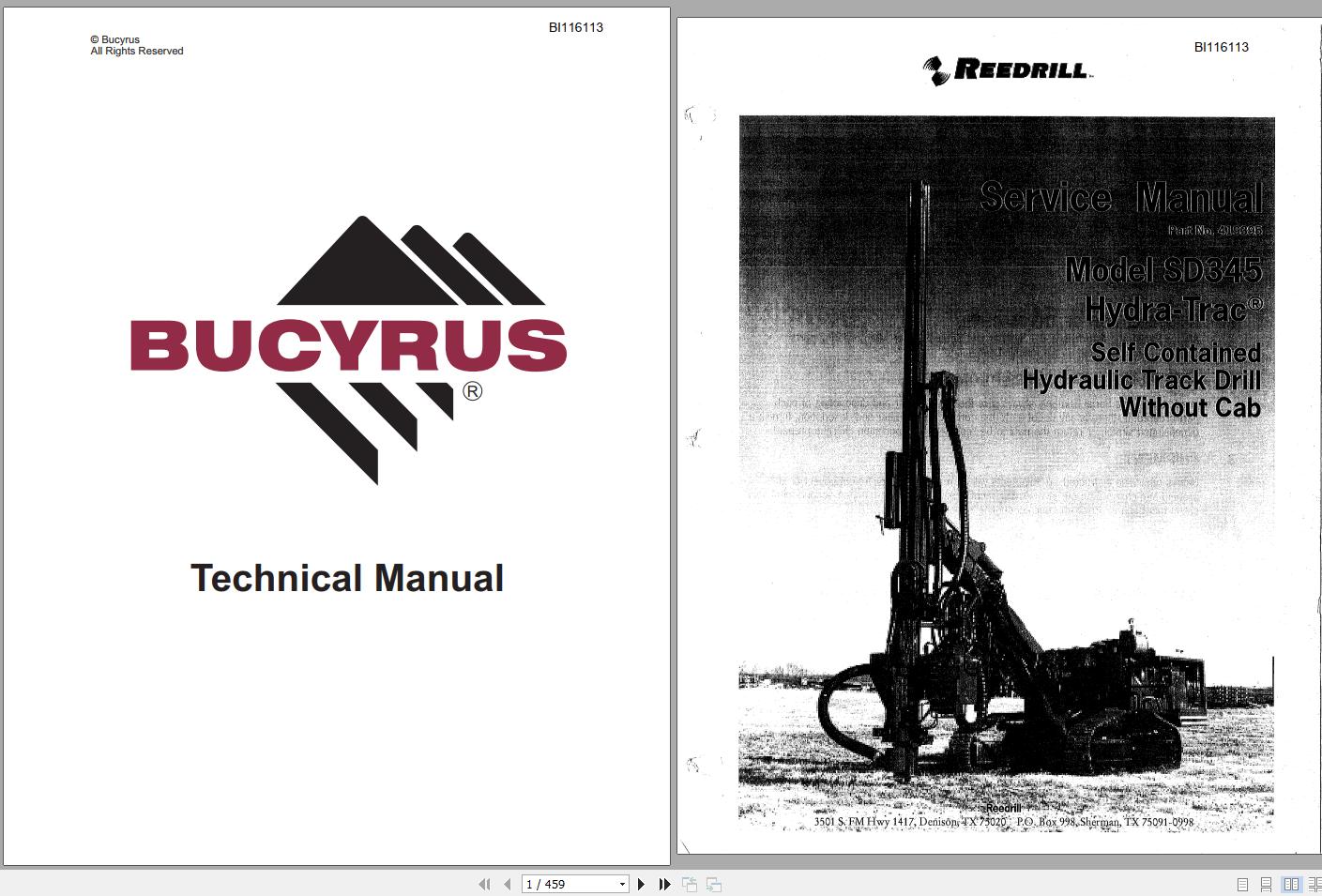 CAT Rotary Track Drills SD345 Hydra Trac Self Contained Without Cab Service Manual 419395 BI116113 1