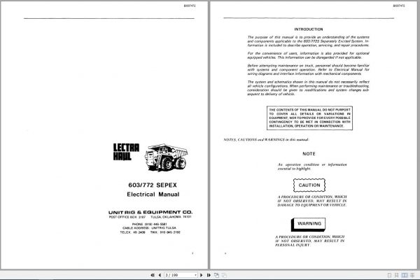 CAT Unit Rig Mining Truck 603 772 Sepex Lectra Haul Electrical Service Manual BI007472 1