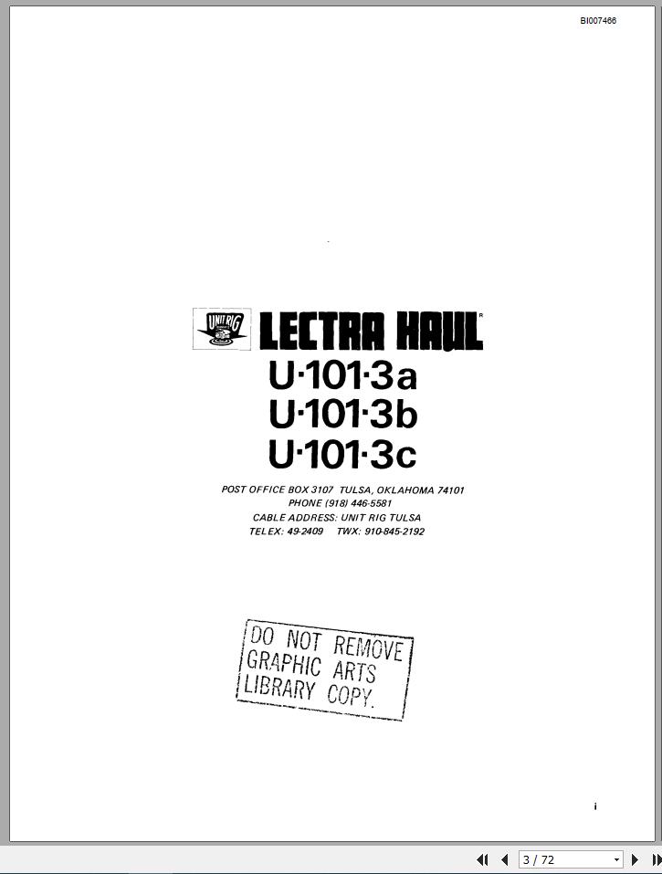 CAT Unit Rig Mining Truck Lectra Haul U 101 Electrical Service Manual BI007466 1