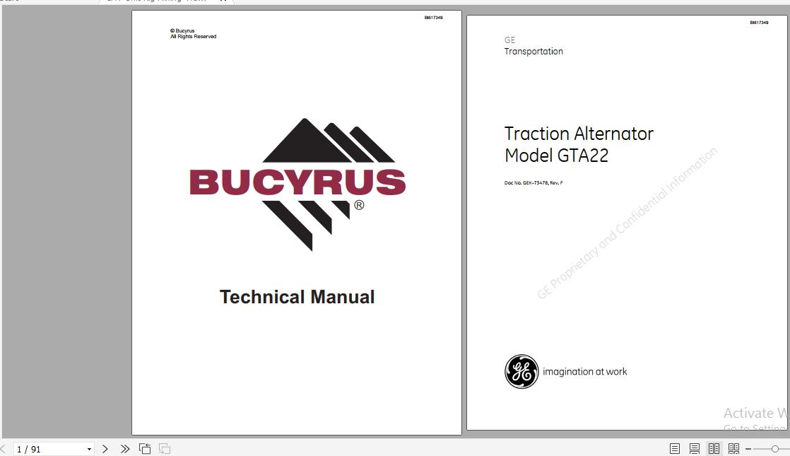CAT Unit Rig Mining Truck MT3300 AC MM238 MM378 Traction Alternator GTA22 Service Manual BI617349 GEK 73478F 1