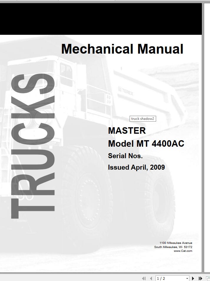 CAT Unit Rig Mining Truck MT4400 AC Service Manual 2009 1