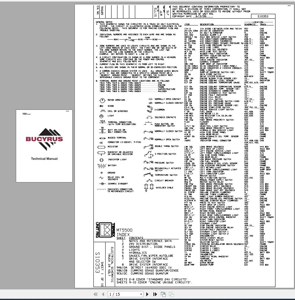 CAT Unit Rig Mining Truck S10353 24V MPTOC2 MT5500 Electrical Schematic BI618459 2006 1