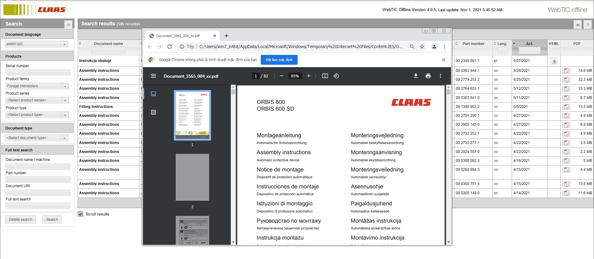 CLAAS WebTIC Offline PL Polski 11.2021 Operator Manual Repair Manual and Service Documentation DVD 3