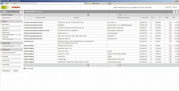 CLAAS WebTIC Offline UK Ukraina 11.2021 Operator Manual Repair Manual Service Documentation DVD