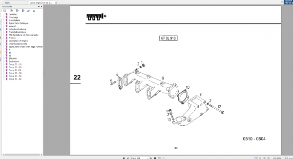 Deutz Engine 164 MB Spare Parts Catalogue Updated 11.30 7