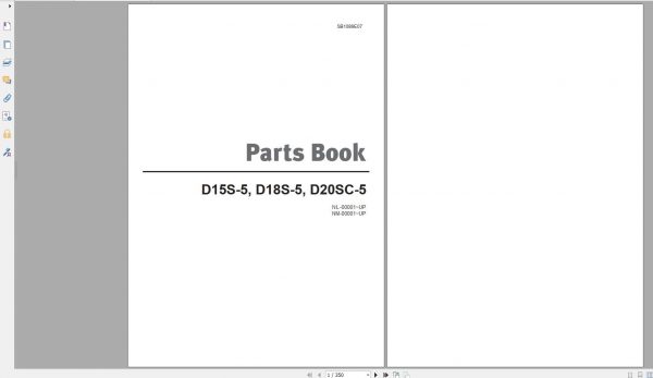 Doosan Dielsel Forklift D15S 5 D18S 5 D20SC 5 Part Book SB1089E07 1