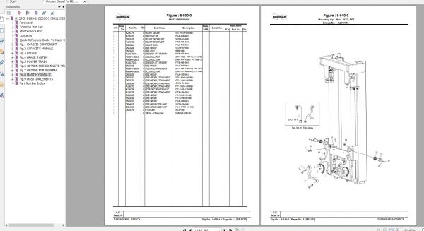 Doosan Dielsel Forklift D15S 5 D18S 5 D20SC 5 Part Book SB1127E09 2