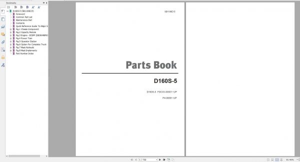 Doosan Dielsel Forklift D160S 5 Part Book SB1106E15 1