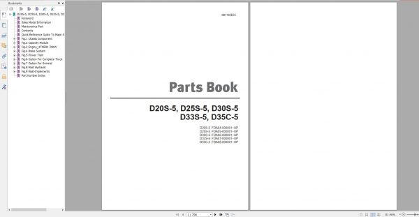Doosan Dielsel Forklift D20S 5 D25S 5 D30S 5 D33S 5 D35S 5 Part Book SB1182E03 1