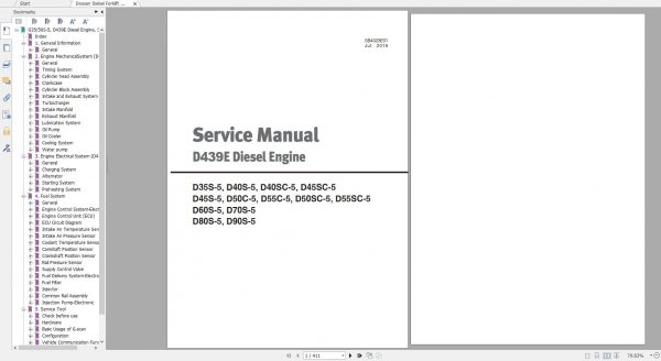 Doosan Dielsel Forklift D35S 5 D40S 5 D40SC 5 D45SC 5 D45S 5 D50C 5 D55C 5 D50SC 5 Service Manual SB4