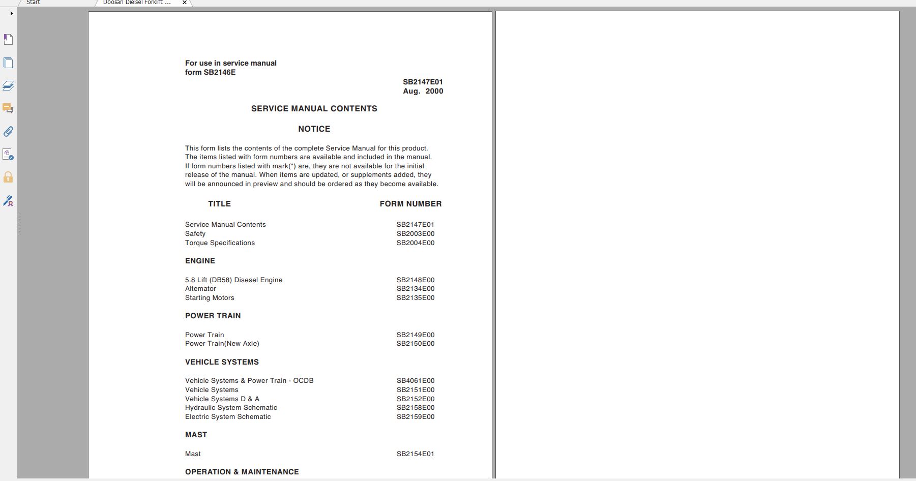 Doosan Dielsel Forklift D50S 2D60S 2 D70S 2 Electric Schematic Service Operaton Maintenance Ma 1
