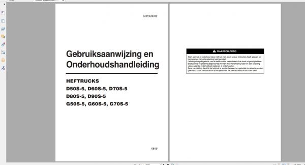 Doosan Dielsel Forklift D50S 5 G70S 5 Instructions Maintenance Manual SB2356D02 DE 1