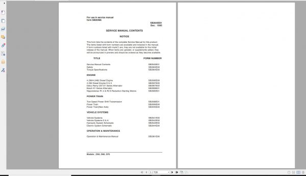 Doosan Dielsel Forklift DD50 D60 D70 Electric Schematic Service Operaton Maintenance Manual SB2046E00 1