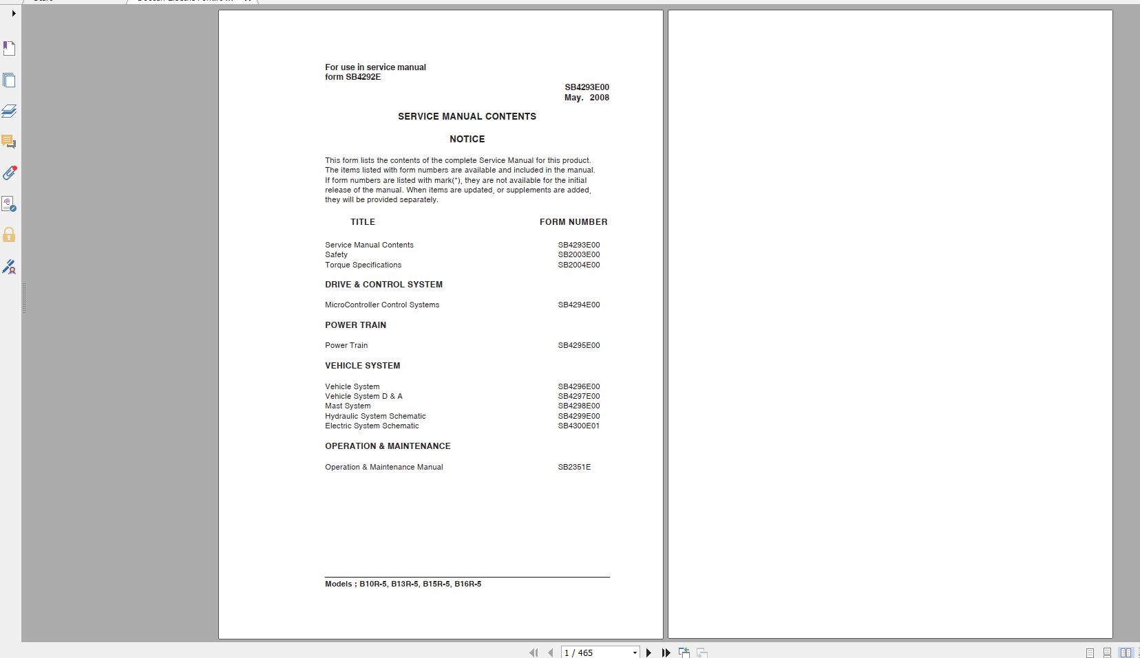 Doosan Electric Forklift B10R 5 B13R 5 B15R 5 B16R 5 Electric Schematic Service Operaton 1