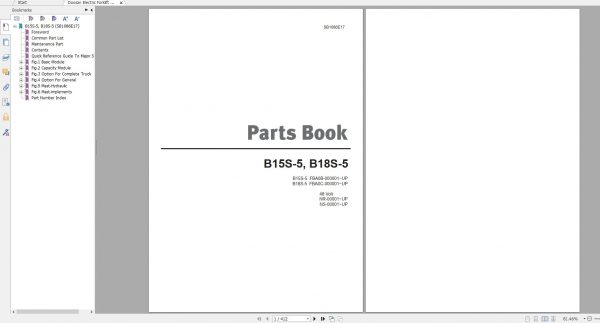 Doosan Electric Forklift B15S 5 B18S 5 Part Book SB1086E17 1