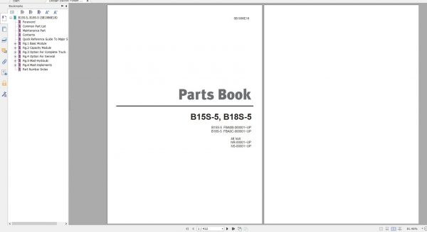 Doosan Electric Forklift B15S 5 B18S 5 Part Book SB1086E18 1