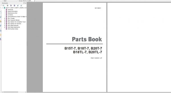Doosan Electric Forklift B15T 7 B18T 7 B20T 7 B18TL 7 B20TL 7 Part Book SB1188E01 1