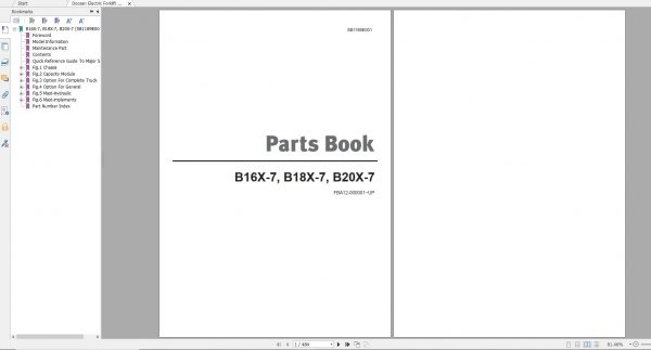 Doosan Electric Forklift B16X 7 B18X 7 B20X 7 Part Book SB1189E01 1