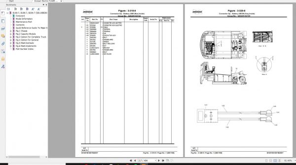 Doosan Electric Forklift B16X 7 B18X 7 B20X 7 Part Book SB1189E01 2