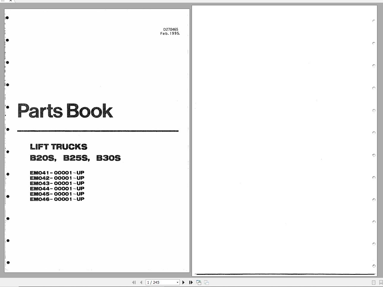 Doosan Electric Forklift B20S B25S B30S Part Book D270465 02 1