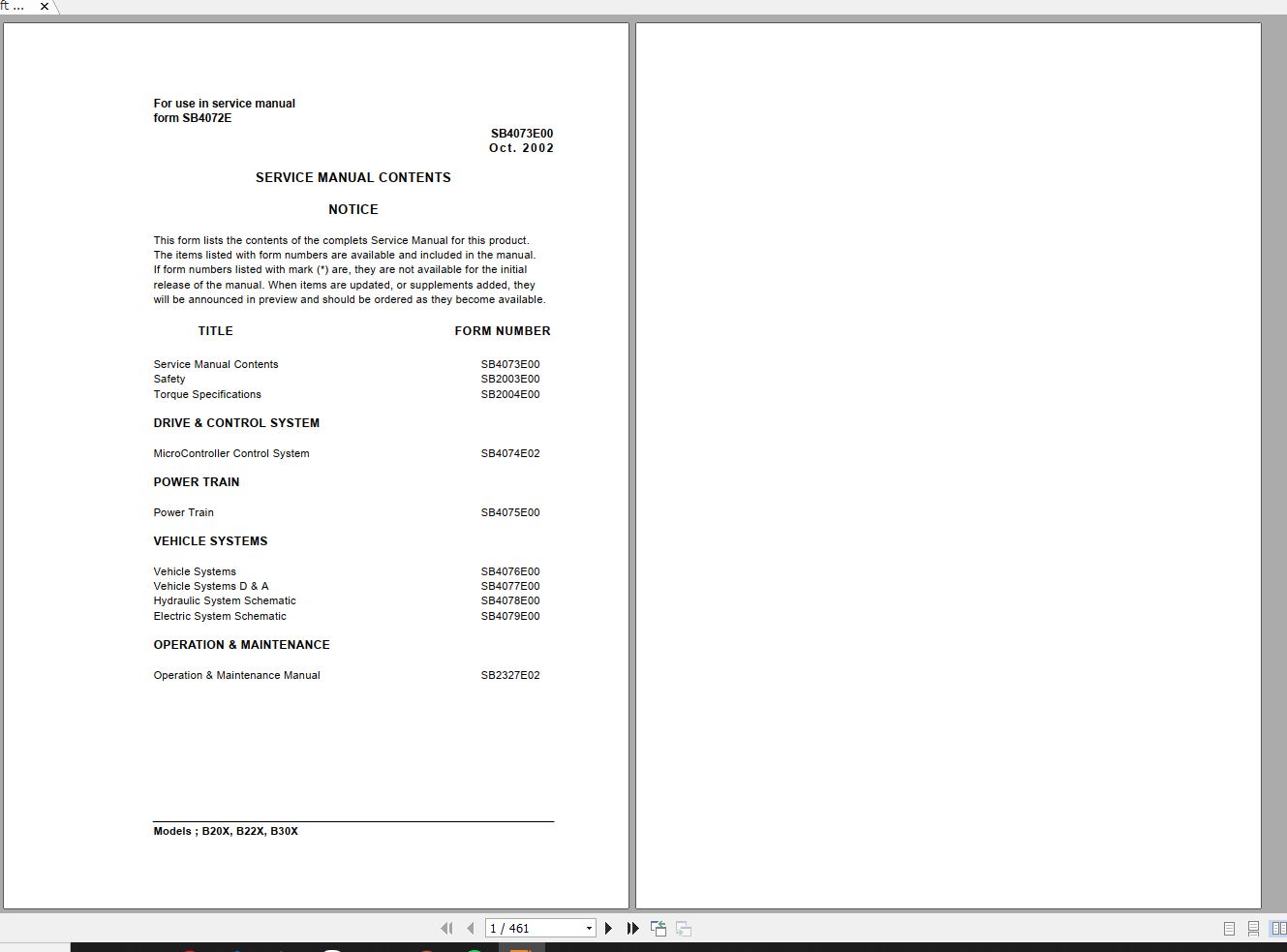 Doosan Electric Forklift B20X B22X B30X Electric Schematic Service Operaton Maintenance Manual SB4072E00 1