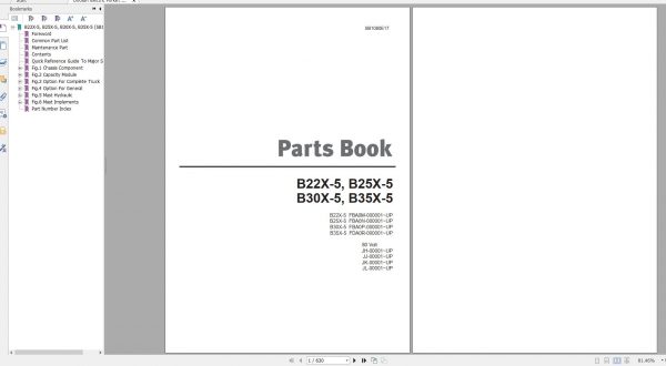 Doosan Electric Forklift B22X 5 B25X 5 B30X 5 B35X 5 Part Book SB1080E17 1