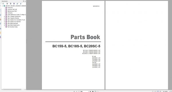 Doosan Electric Forklift BC15S 5 BC18S 5 BC20SC 5 Part Book SB1087E18 1
