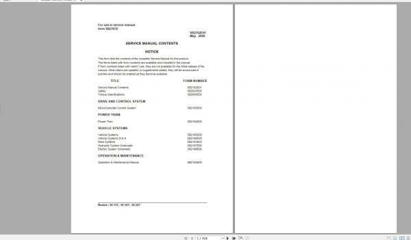 Doosan Electric Forklift BC15T BC18T BC20T Electric Schematic Service Operaton Maintenance Manual SB216 1