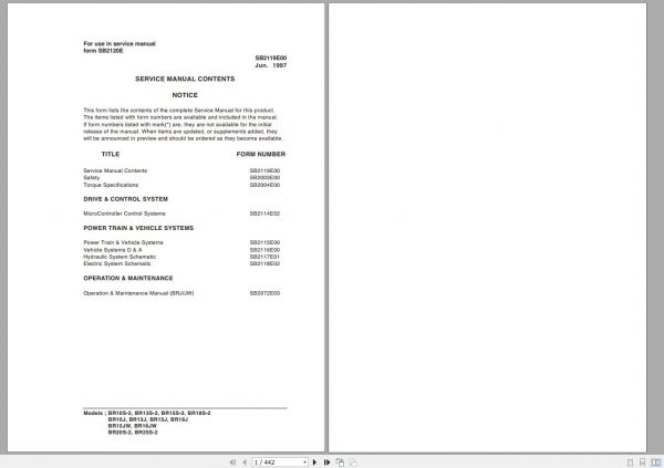 Doosan Electric Forklift BR10S 2 BR25S 2 Electric Schematic Service Operaton Maintenance Manual SB212 1