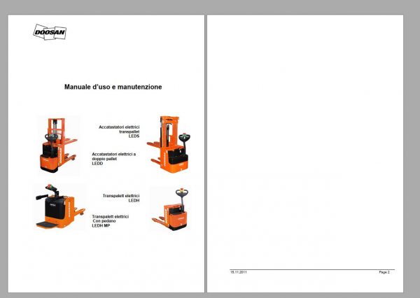 Doosan Electric Pallet Truck LEDD LEDS LEDH LEDH MP Operation and Maintenance Manual ITA 2