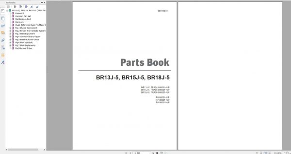 Doosan Electric Reach Truck BR13J 5 BR15J 5 BR18J 5 Part Book SB1116E11 1